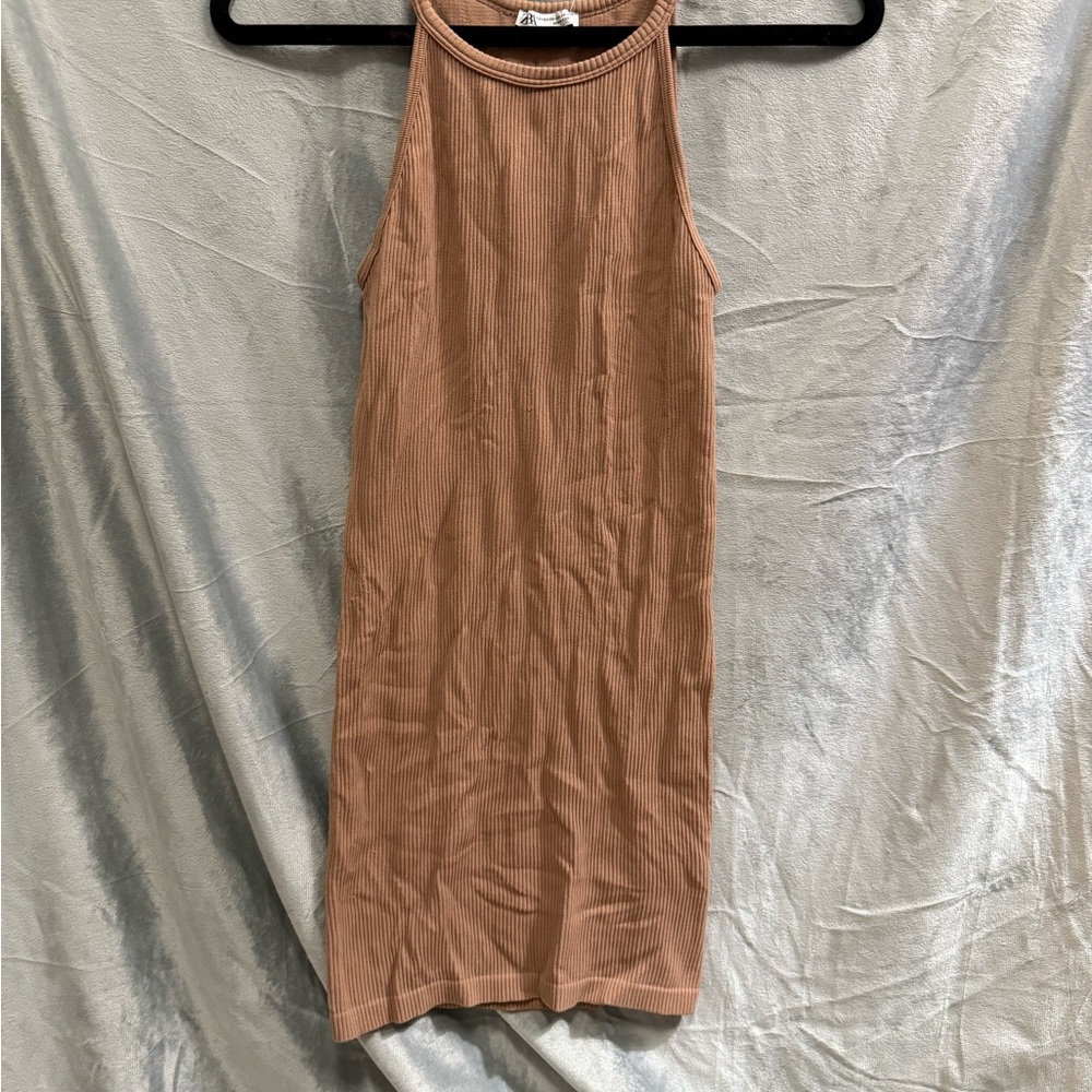 Zara Ribbed Beige Top